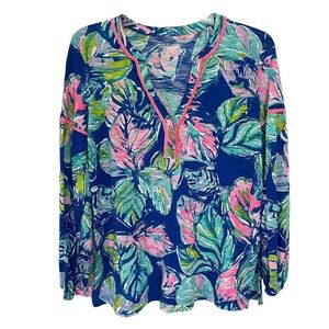 Lilly Pulitzer Kalissa Knit Tunic Top in Casa Del Sol Print Cotton Women's Sz. M